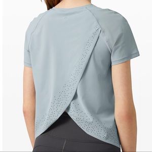 Lululemon blue eyelet tee